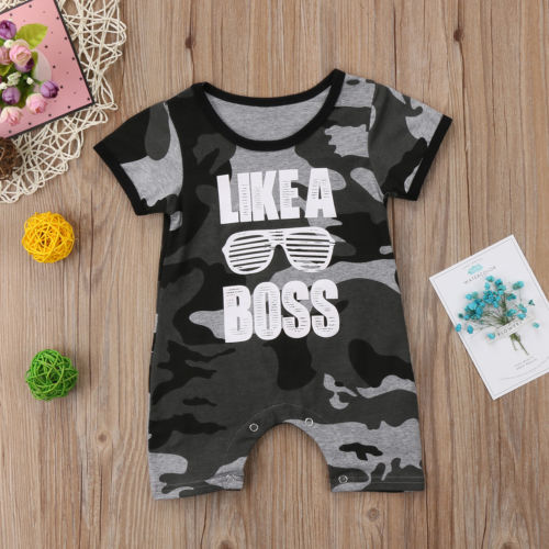Fashion Baby Boys summer Clothes Set Kids Sports Suits  Short Sleeves Romper Children Toddler Suit Camouflage Shorts 0-2Ys - ebowsos