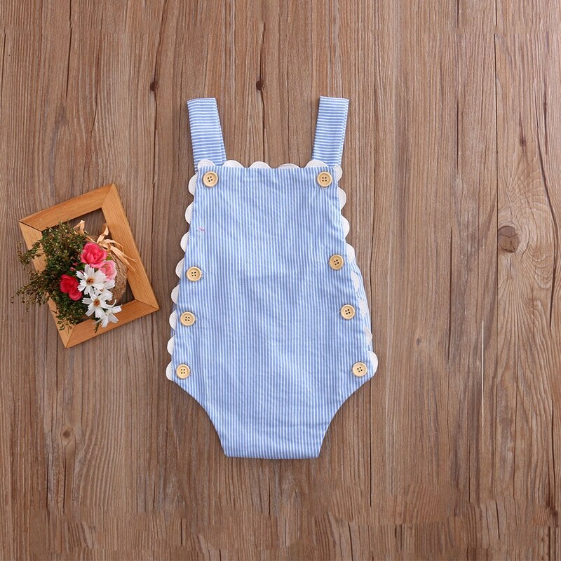 Fashion Baby Pirncess Newborn Baby Girl Striped Bodysuit Sleeveless Cotton Jumpsuit Outfit Summer Sunsuit Clothes - ebowsos