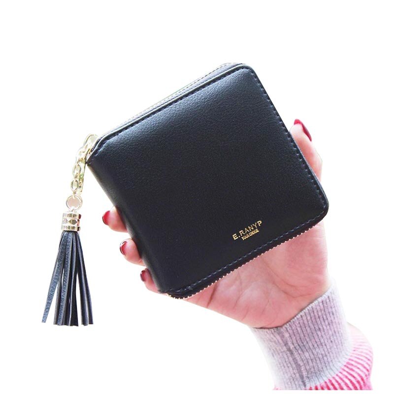 Fashion Design Brand Women Wallets PU Leather Tassel Wallet Ladies Bronzing Clutches Card Holder - ebowsos