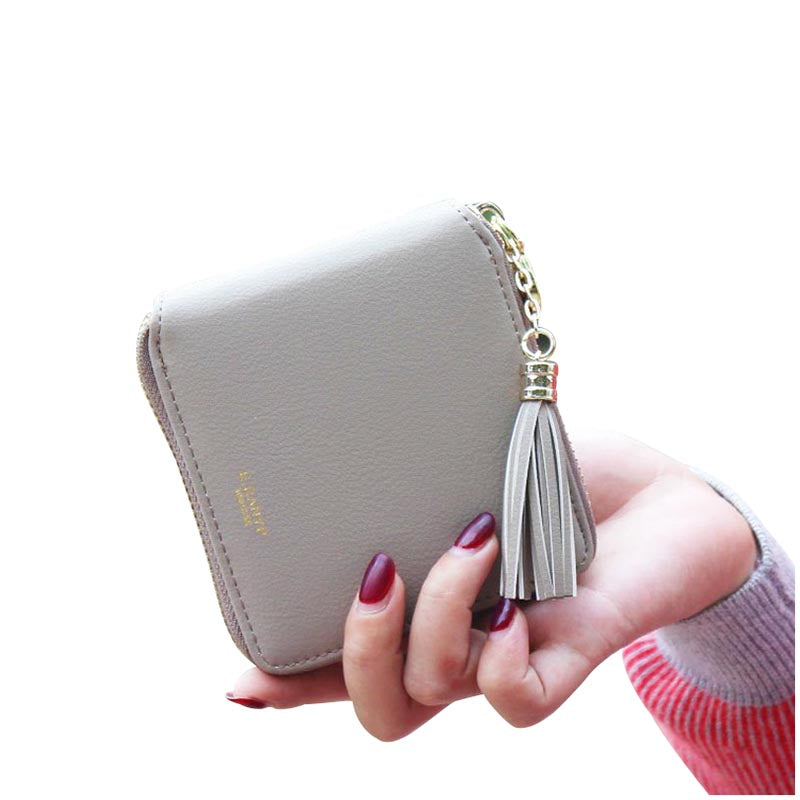 Fashion Design Brand Women Wallets PU Leather Tassel Wallet Ladies Bronzing Clutches Card Holder - ebowsos