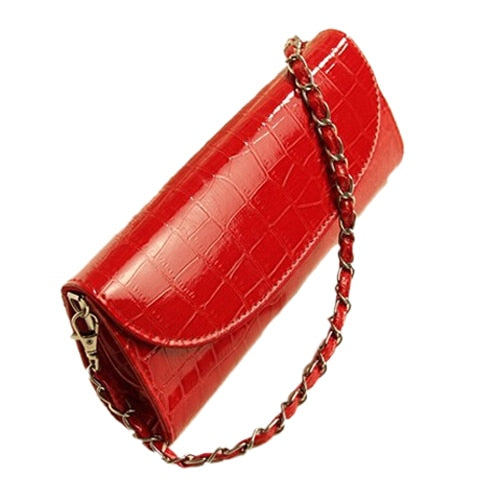 Fashion Designer Crocodile Pattern Ladies' Shoulder Chain Bag Wallet PU Leather Clutch Evening Bag Purse for Women Handbag - ebowsos