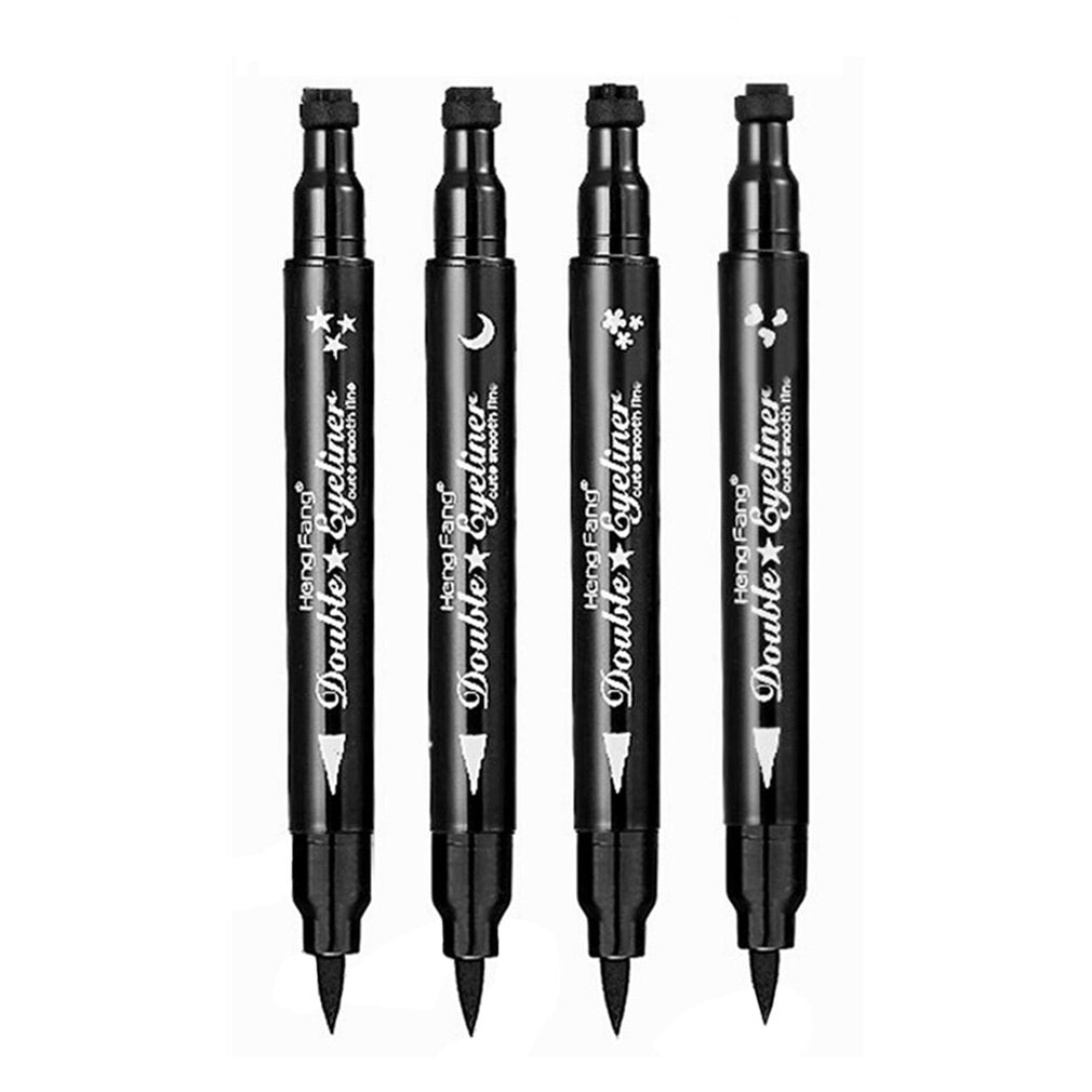Fashion Double-end Liquid Eyeliner Makeup Pen With Tattoo Stamp Waterproof Long-lasting Smooth Eyes Liner Pen Cosmetics - ebowsos