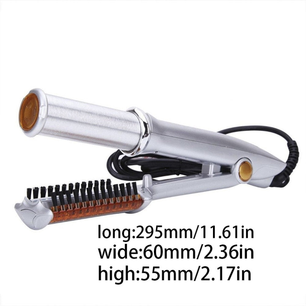 Fashion Hair Straightener Curling and Straightening Hairdressing Tools Electric Curling and Straightening Iron hair comb massage - ebowsos