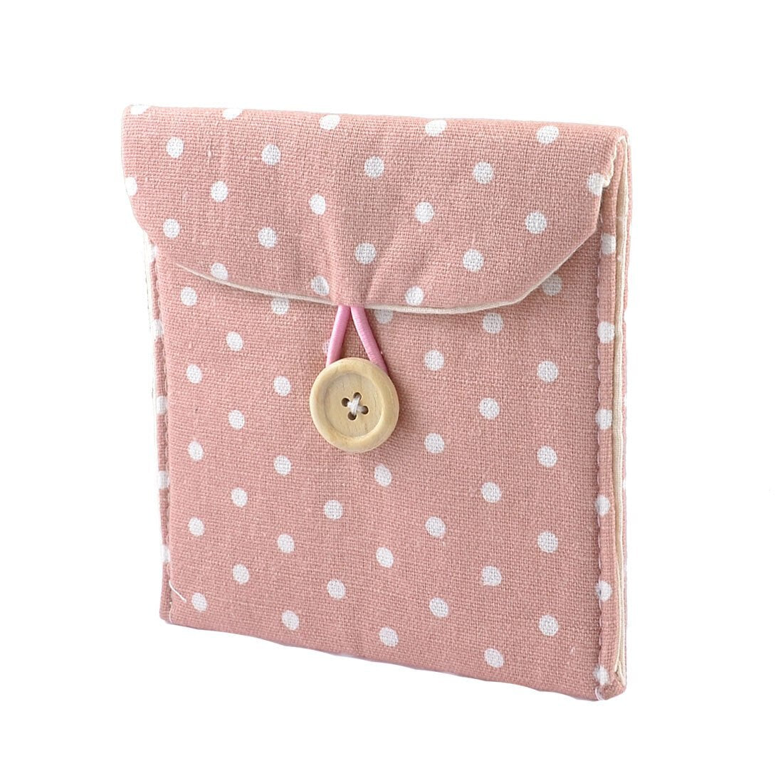 Fashion! Lady Soft Cotton Blends Polka Dots Sanitary Napkins Holder Bag Pink - ebowsos