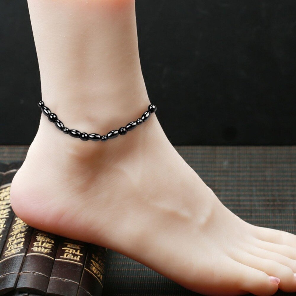 Fashion Magnetic Stone Leg Anklets Bracelet Men Women Black Ankle Bracelet Gifts Lose Weight Feet Bracelet Jewelry feet care - ebowsos