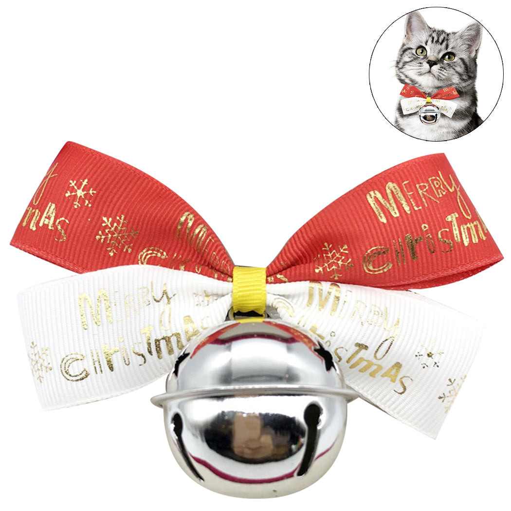 Fashion Pet Bowtie With Bell Adjustable Dog Bow Tie Pet Collar Tie For Christmas Clothing Accessories Pet Supplies-ebowsos