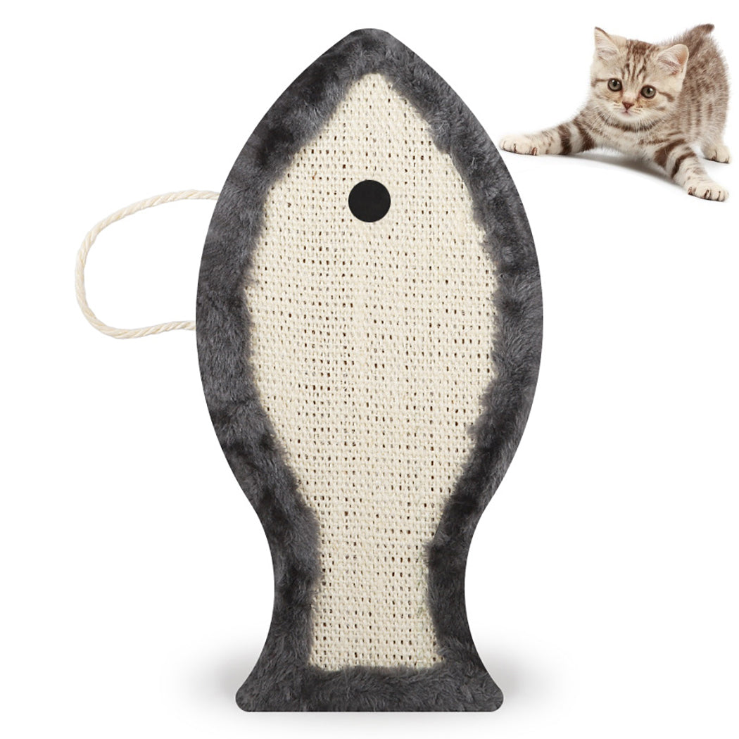 Fashion Plush Covered Sisal Flat Fish-Shaped Cat Scratch Board Creative Scratch Resistant Toy Cat Scratch Pad Pet Supplies-ebowsos