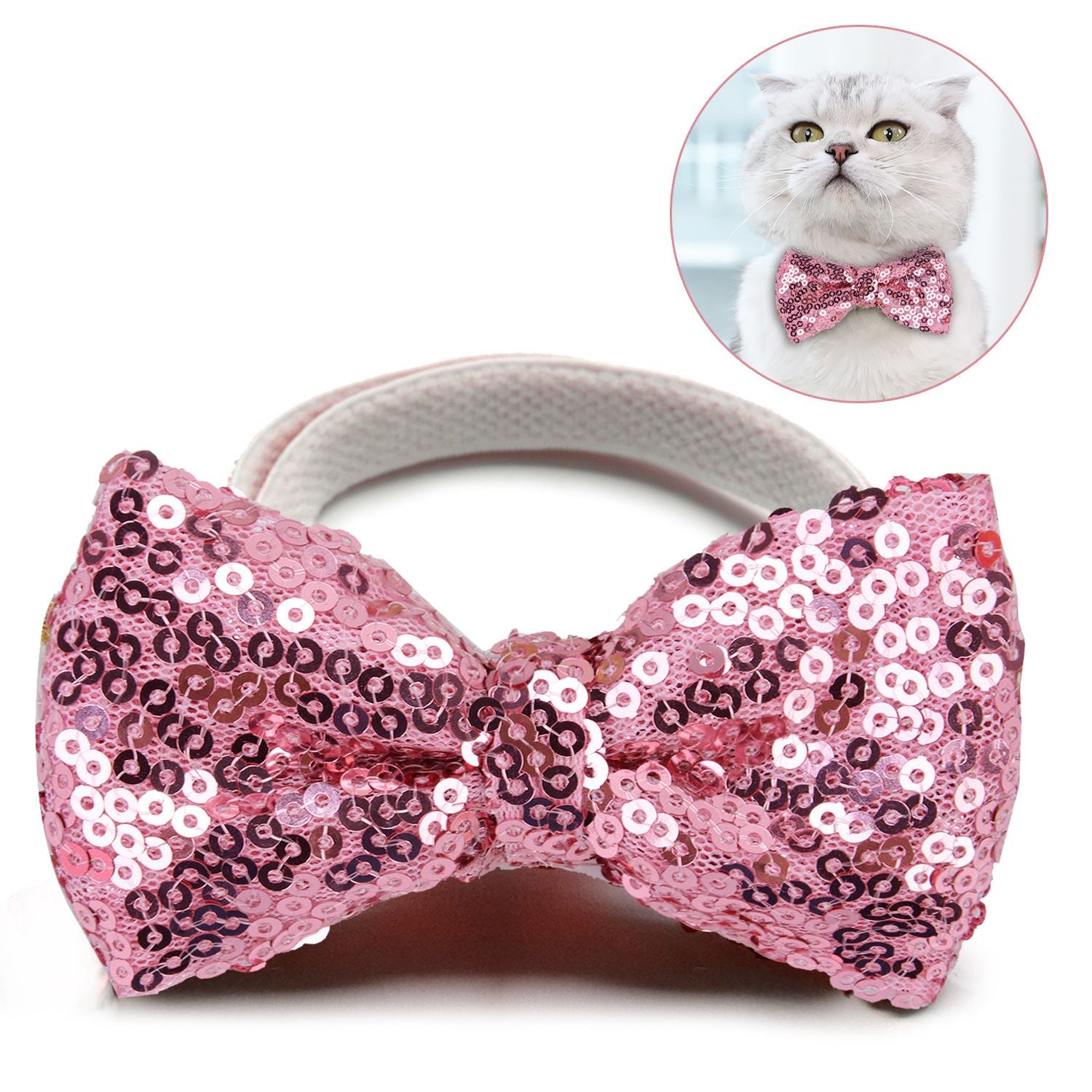 Fashion Sequin Pet Bowtie Cute Elastic Dog Bow Tie Pet Collar Tie For Birthday Christmas Pet Clothing Accessories Supplies-ebowsos