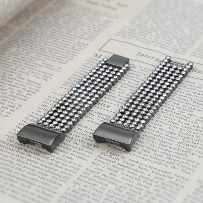 Fashion Smartband Belt Five Row Crystal Beads 361L Steel Watch Band Bracelet Strap Replacement for Fitbit Charge 2 Smart Watch - ebowsos