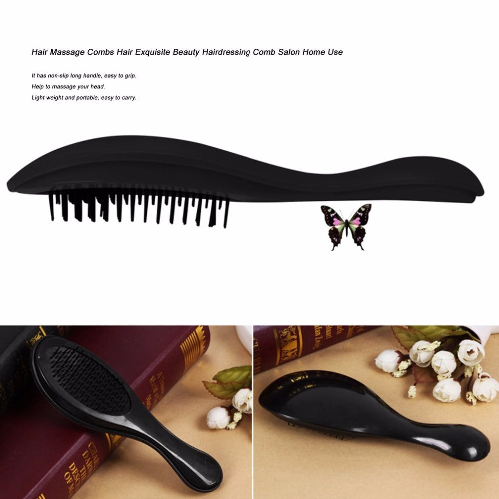 Fashionable Hair Massage Combs Professional Hair Exquisite Beauty Hairdressing Curling Comb Salon Home Use Tools pink/black - ebowsos