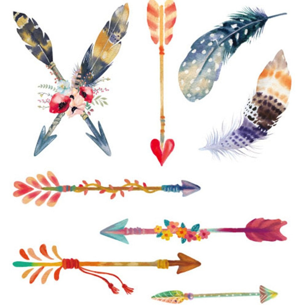 Feather Stickers Glitter Temporary Tattoo Stickers Waterproof Body Art Universal Beauty Decal Disposable Flash Tatoo - ebowsos
