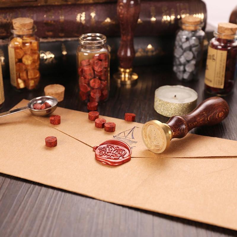 Fire Paint Wood Handle Letters Sealing Wax Stamps With Beech Handle DIY Envelope Card Decoration Wedding Wood Handle Seal - ebowsos