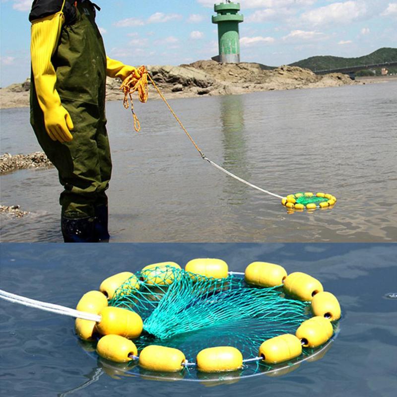 Fish Cage Fishing Net Portable 3 Layers Collapsible Mesh Fish Trap Cage Folding Fishing Net-ebowsos