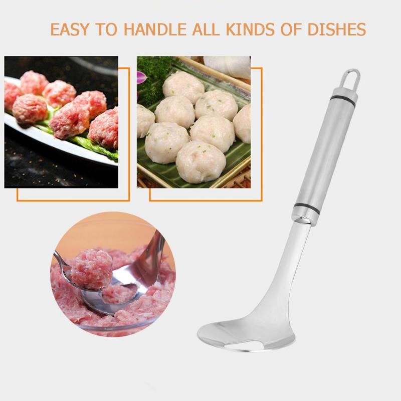 Fish Meatball Maker Spoon Stainless Steel Non-Stick DIY Home Kitchen Handle Tool Household Meatball Making Accessories - ebowsos