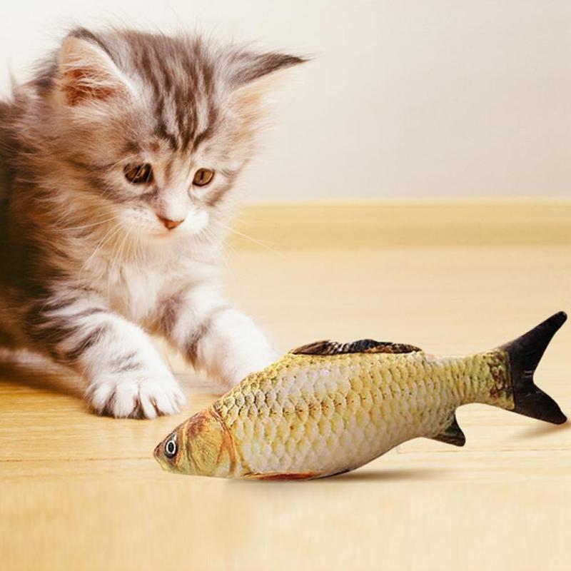 Fish Simulation Cat Toys Stuffed Fish with Catnip Pet Interactive Funny Playing Cat Kitten Rattle Scratch Catch Training Toys - ebowsos