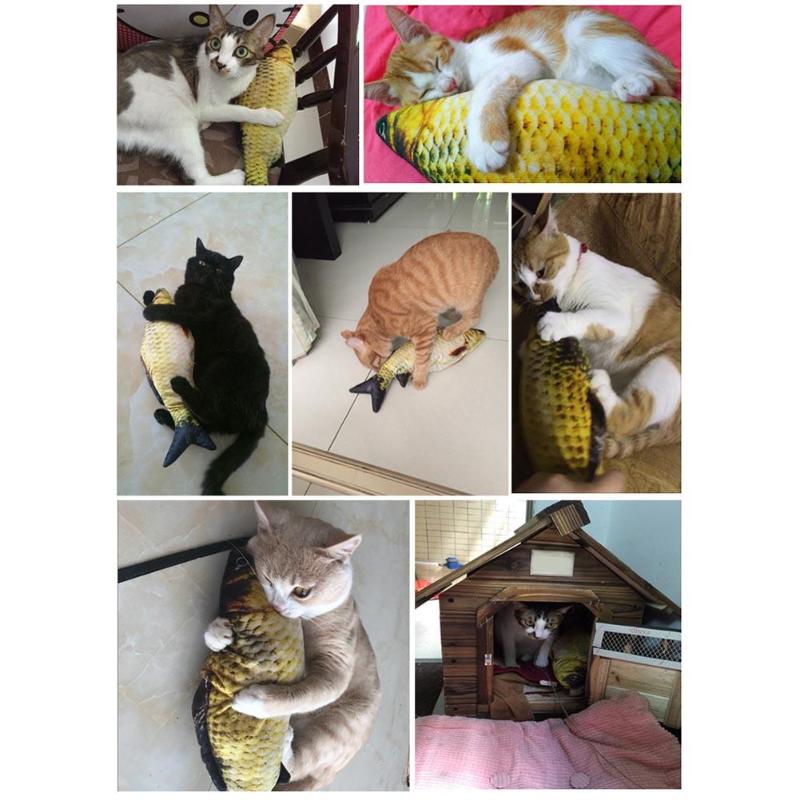 Fish Simulation Cat Toys Stuffed Fish with Catnip Pet Interactive Funny Playing Cat Kitten Rattle Scratch Catch Training Toys - ebowsos