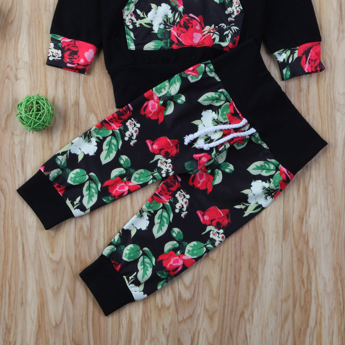 Floral Baby Girls Warm T-shirt Sweatshirt Tops+Pants Outfit Toddler Clothes - ebowsos