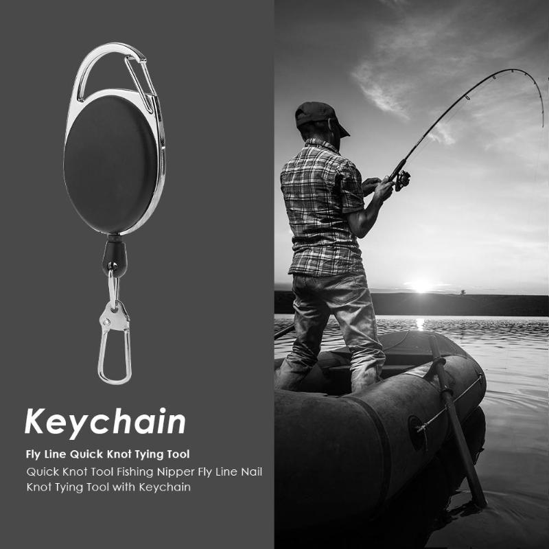 Fly Fishing Key Ring Retractor Extractor Keeper Tether Retractable Reel Anglers Badge Holder Keychain Fishing Tackle-ebowsos