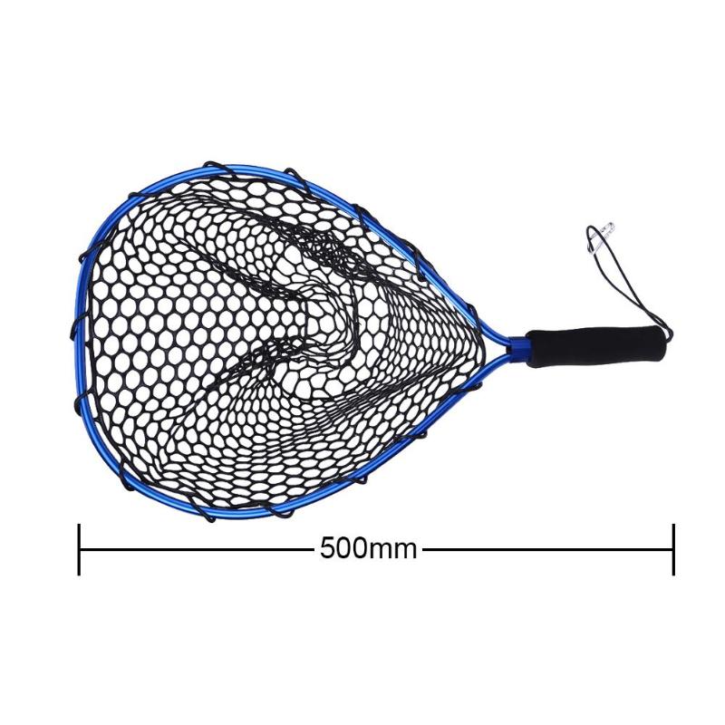 Fly Fishing Landing net mesh Aluminum Alloy Frame Telescopic Fishing Net Landing Net Carp Fish Tackle Tool-ebowsos