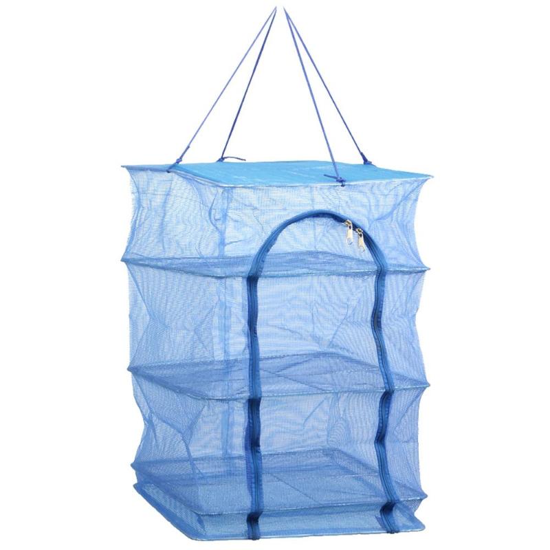 Foldable Fish Hanging Net 4 Layers Durable Folding Vegetable Dishes Dryer Drying Rack-ebowsos
