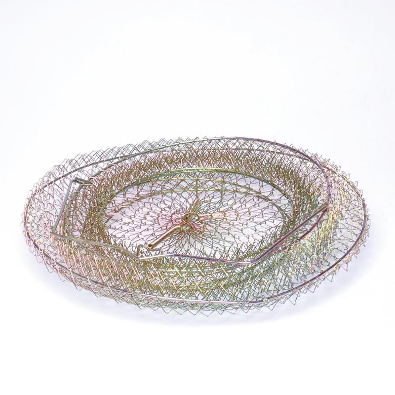 Foldable Portable Steel Wire Fishing Pot Trap Net Crab Cage Fish Basket Fishing Pot Trap Net Crab Crawdad Cage Fish Basket-ebowsos