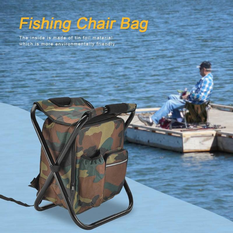 Folding Chair Table Bag Outdoor Camping Fishing Stool Portable Backpack Cooler Insulated Picnic Bag Hiking Seat Table Bag-ebowsos