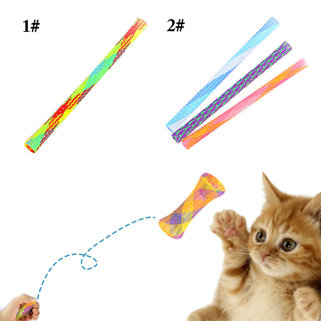 Folding Spring Shape Cat Bouncing Toy Good Elasticity Pet Funny Playing Toys Supplies Cat Interactive Toy Cat Teaser Supplies-ebowsos