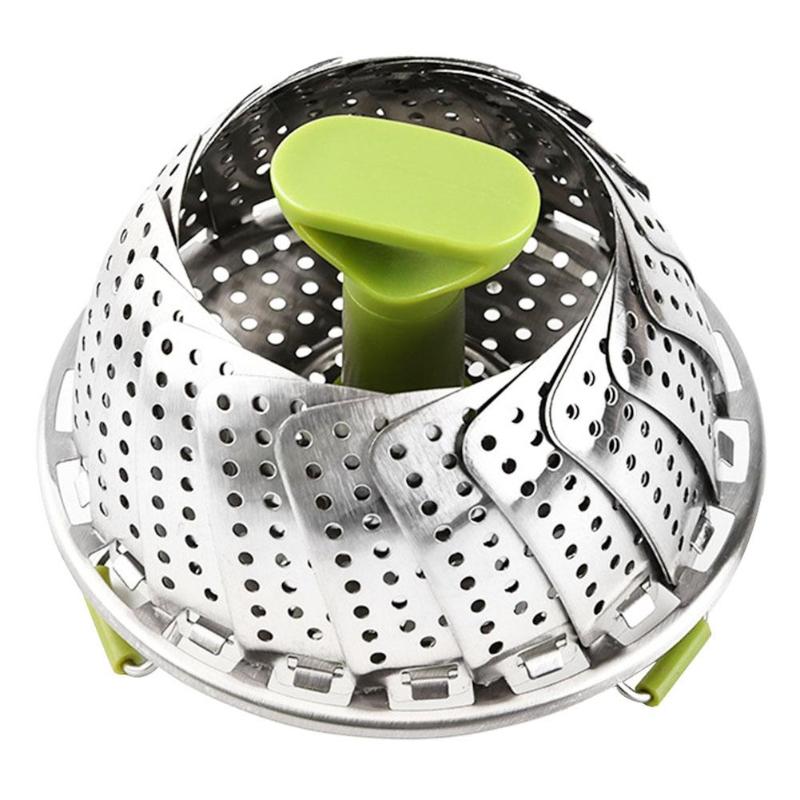 Folding Steamer Stainless Steel Food Fruit Vegetable Basket Kitchen Tools Healthier Cooking Food Steam Basket Dropshipping - ebowsos
