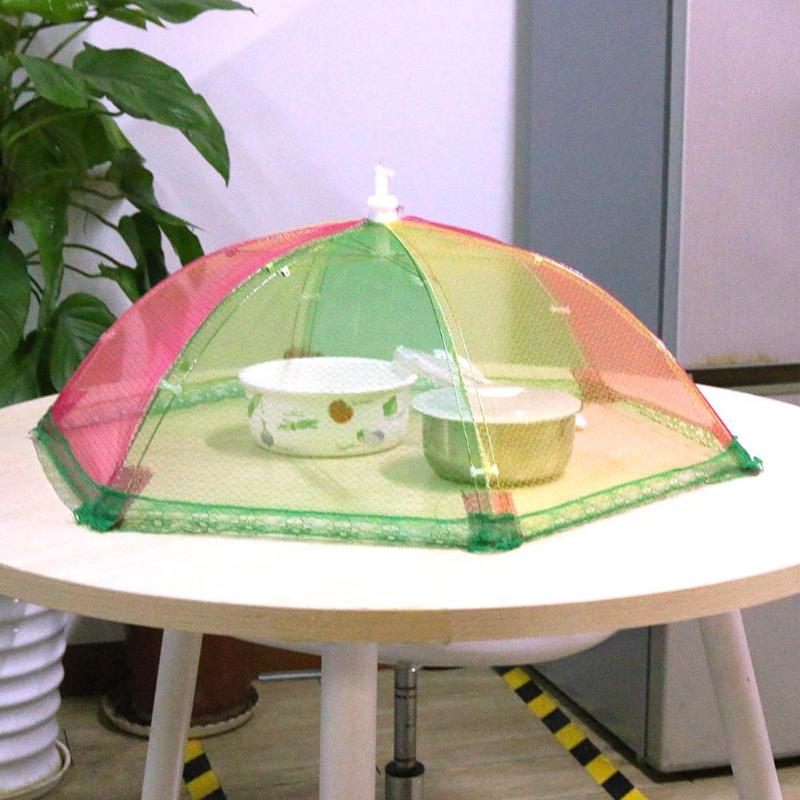 Folding Umbrella Style Table Anti Fly Mosquito Mesh Gauze Meal Food Covers - ebowsos