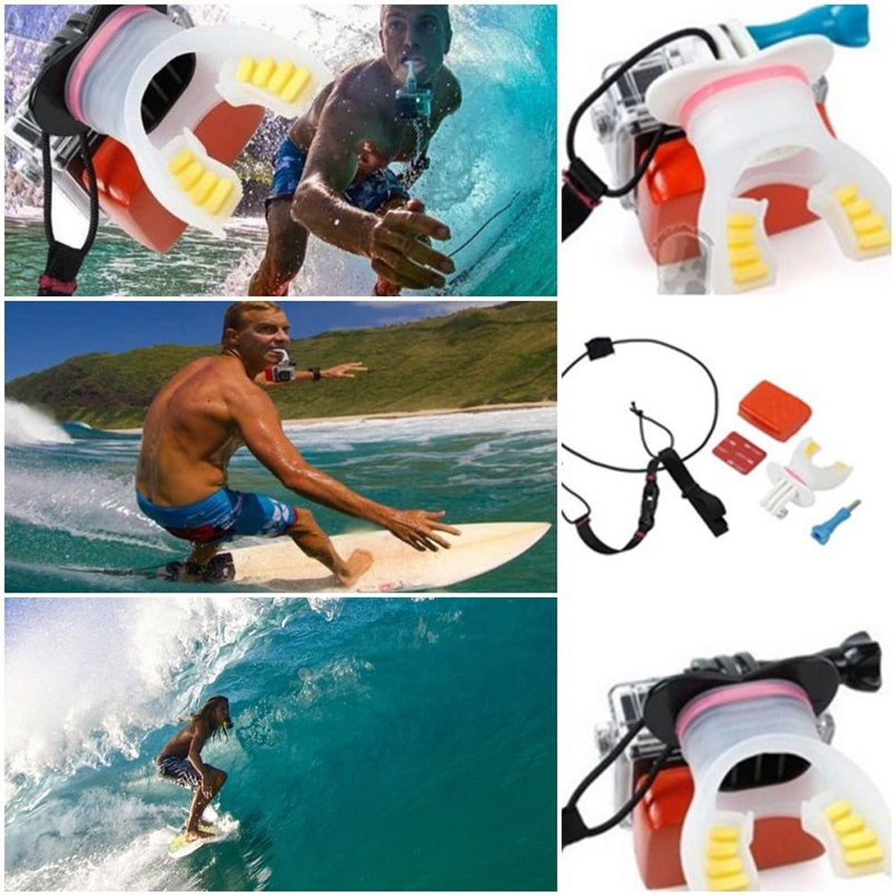 For GoPro Surf Skating Shoot Dummy Bite Mouth Grill  Mount Surfing Diving Accessories Set for For Gopro Camera Hero 3 3+ 4 - ebowsos
