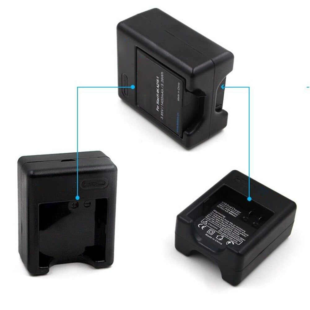 For Sport Action Camera Battery Charger New Dual Charger Dock USB Cable for Xiao Yi 2 AZ16-1 battery Sports Action Camera - ebowsos