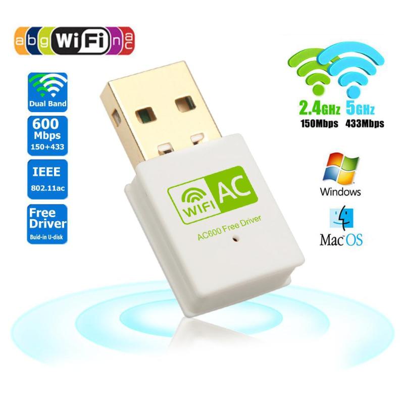 Free Driver Dual Band 600Mbps 2.4GHz 5GHz USB Wireless WiFi Adapter with 802.11ac WiFi Dual Band USB Adapter High Quality - ebowsos