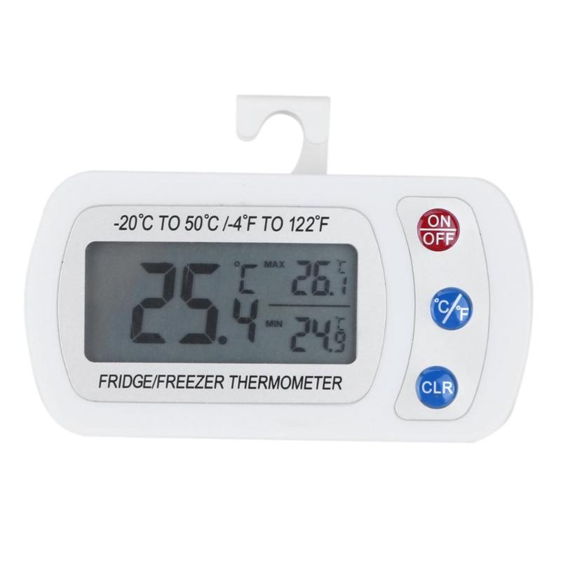 Freezer Thermometer with Hook Button Battery Waterproof LCD Digital Display Refrigerator Thermometers Function For Home Fridge - ebowsos