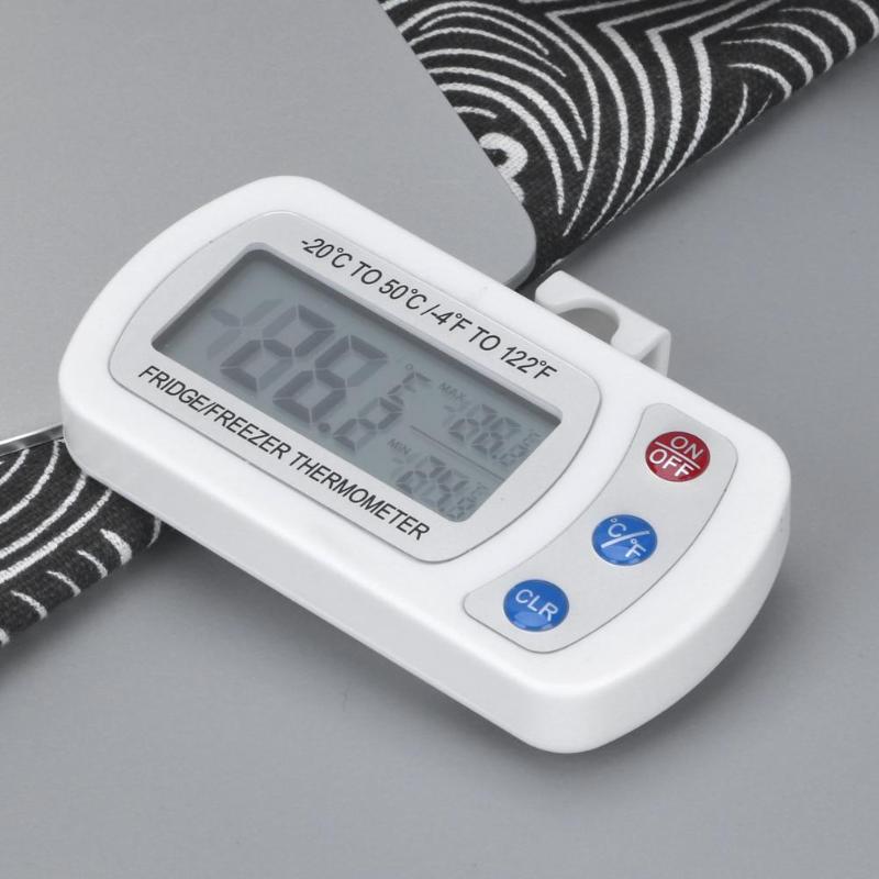 Freezer Thermometer with Hook Button Battery Waterproof LCD Digital Display Refrigerator Thermometers Function For Home Fridge - ebowsos