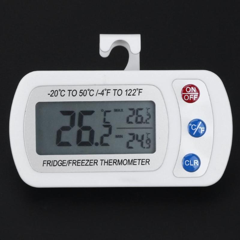 Freezer Thermometer with Hook Button Battery Waterproof LCD Digital Display Refrigerator Thermometers Function For Home Fridge - ebowsos