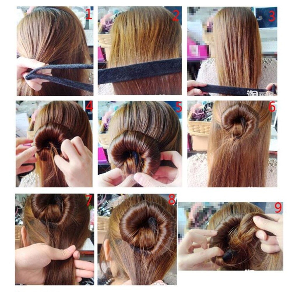 French Curly Hair Ponytail Tray Platters Doughnut Hair Rod Hair Braider Tools - ebowsos