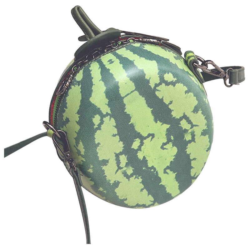 Fruit Green Watermelon Print Round Bag Shoulder Cross Body S Makeup Pouch - ebowsos
