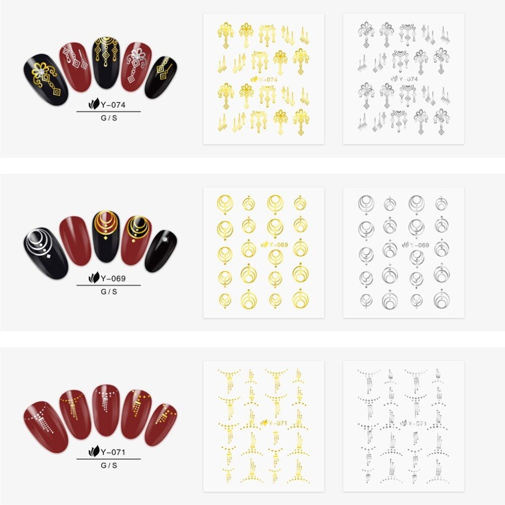 Full Beauty 30pcs Gold Silver Nail Water Sticker Feather Flower Spider Design Decal For Nails Decoration Nail Art Manicure - ebowsos