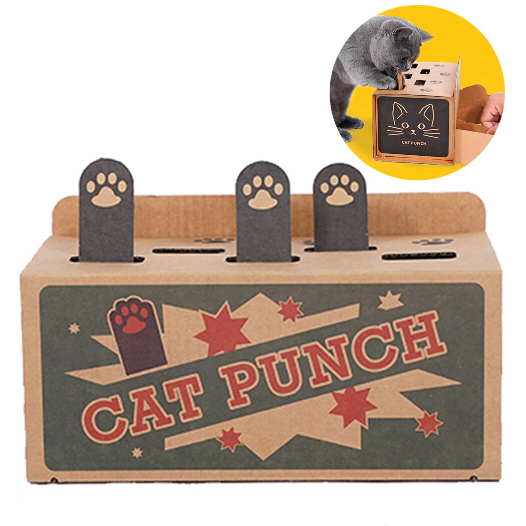 Funny DIY Mouse Pop Up Puzzle Cat Toys Pet Punch Scratch Toy Interactive Mole Mice Game Toy For Cats Treat Exercise Training-ebowsos