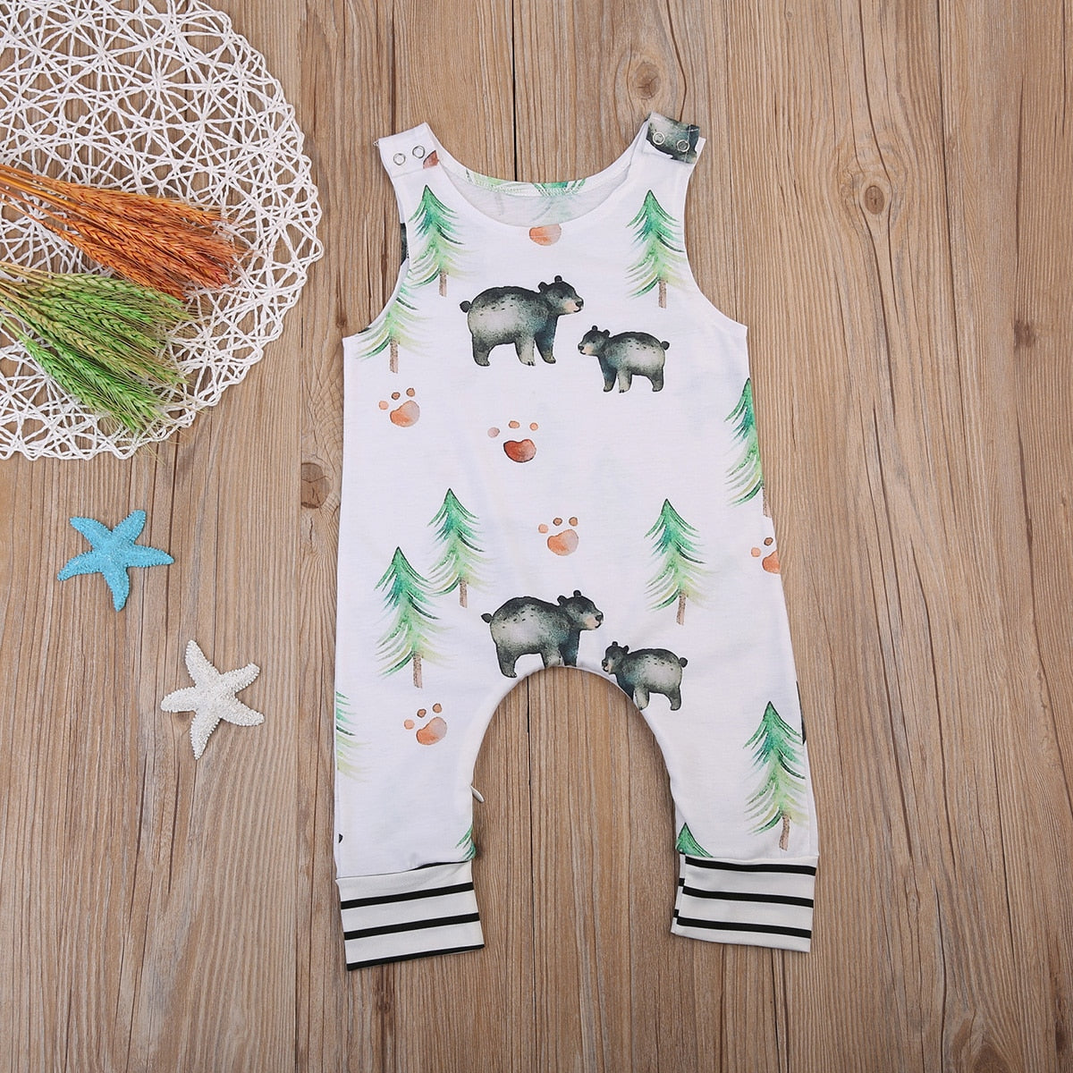 Funny Kids Infant Baby Boy Girl  Sleeveless Romper Cute Bear Jumpsuit Outfits One-Piece Set 0-24M - ebowsos