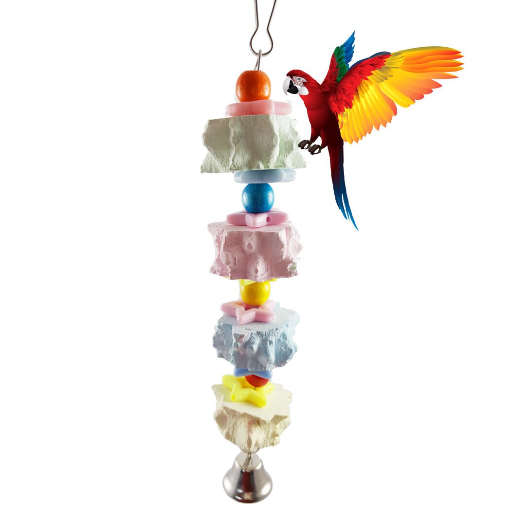 Funny Parrot Toys Wood Birds Standing Chewing Rack Toys Bead Ball Heart Star Shape Parrot Toy Bird Toys Accessories Supplies-ebowsos