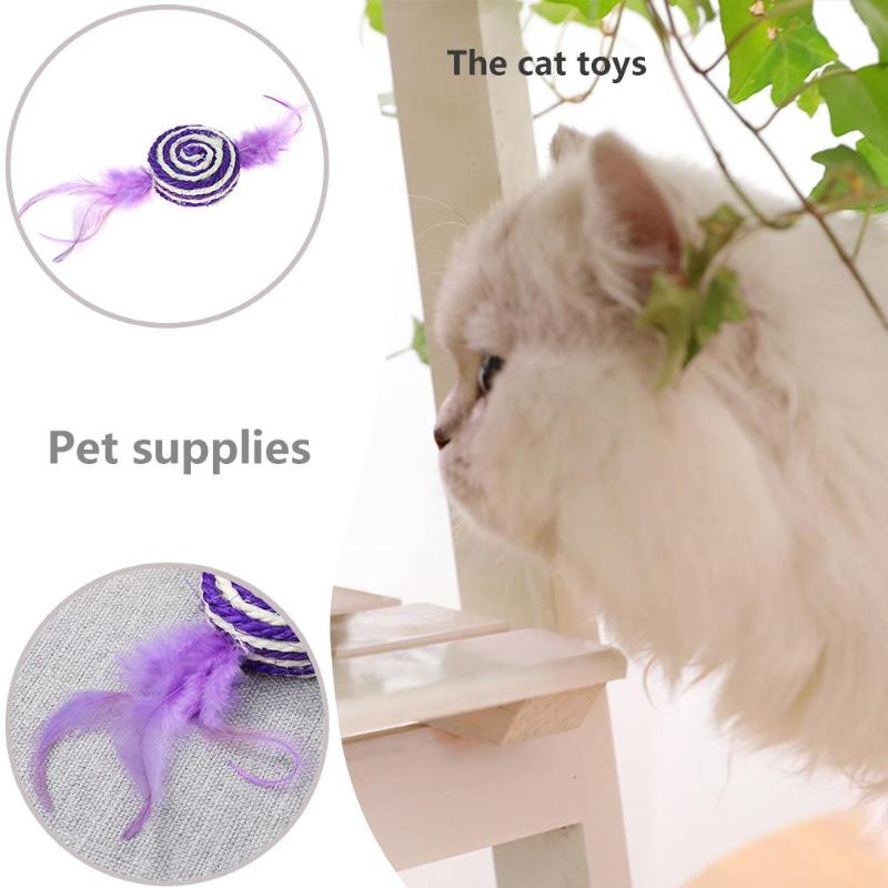 Funny Pet Cat Toys Feathers Sisal Hemp Pet Scratch Bite Toys Training Interactive Toy for Cat Products Pet Supplies - ebowsos