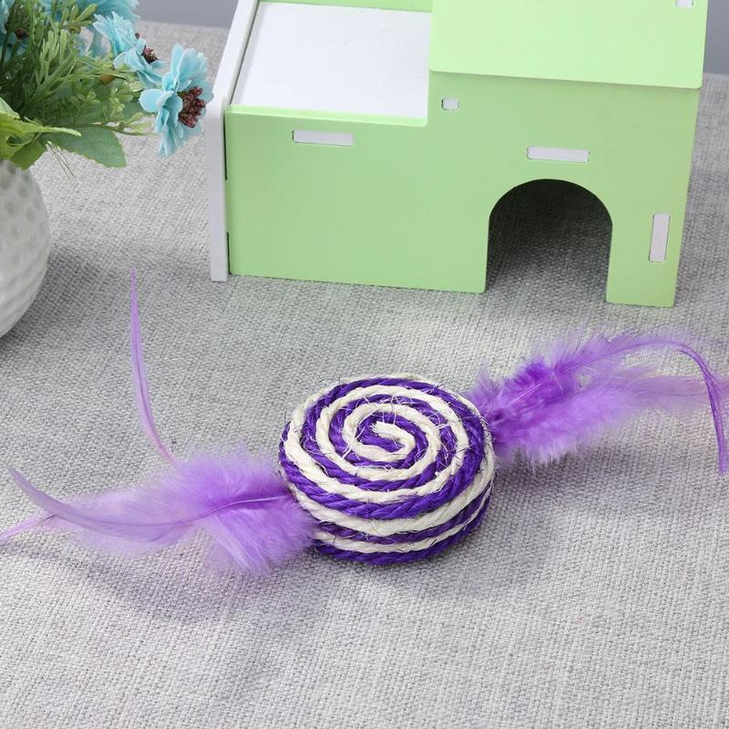 Funny Pet Cat Toys Feathers Sisal Hemp Pet Scratch Bite Toys Training Interactive Toy for Cat Products Pet Supplies - ebowsos