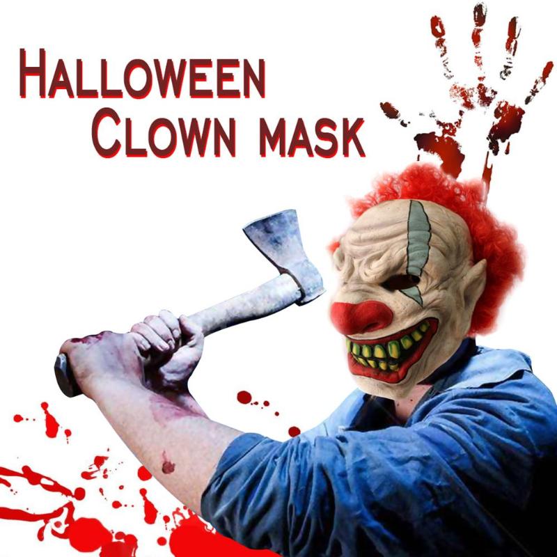 Funny Practical Mask Joke Props Easter Scary Clown Halloween Full Face Clown Mask Necessary Festival Decoration Gadgets - ebowsos