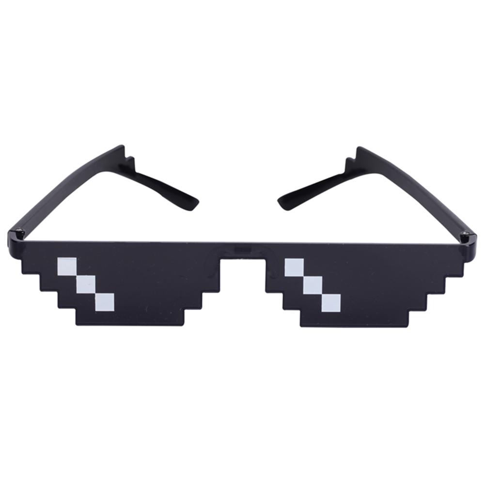 Funny Tricks Mosaic Sunglasses Toys Thug Life Black Glasses Women Men Polygonal Pixel Deal With It Glasses Props For Kids Adults-ebowsos