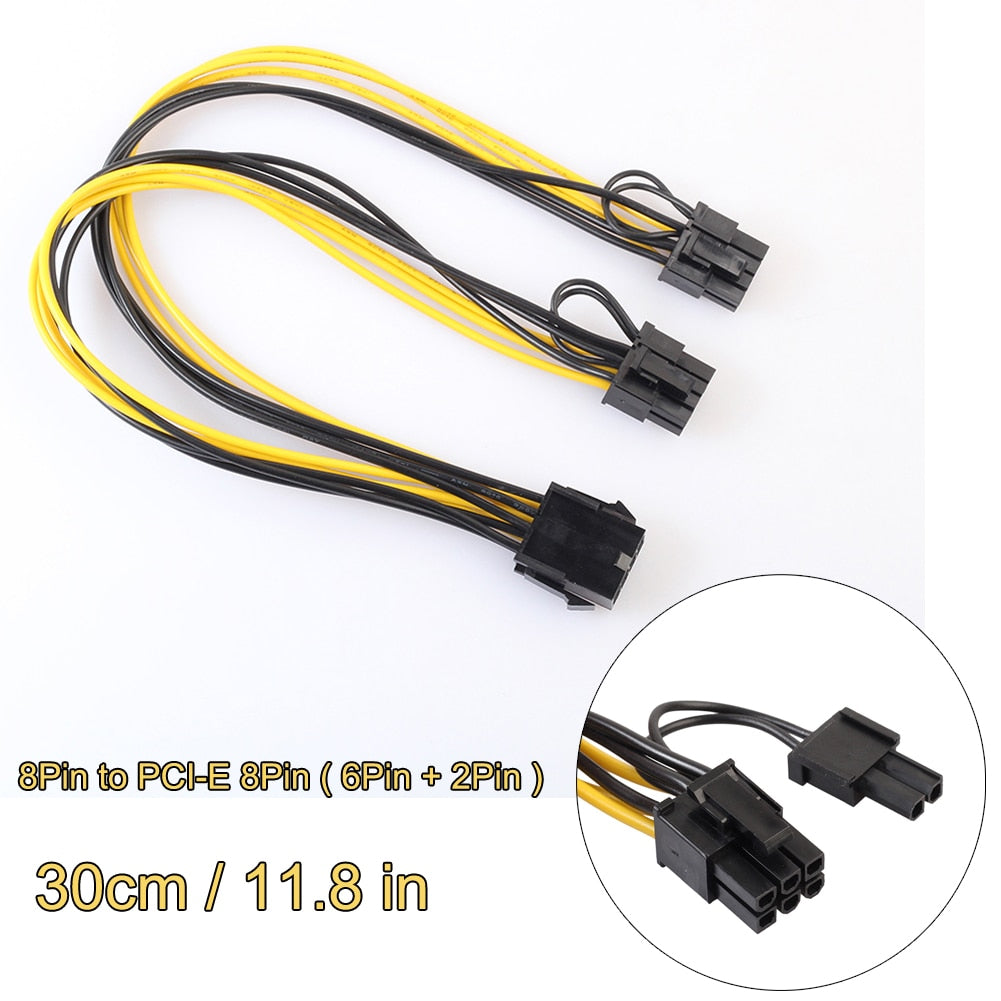 GPU PCI-E 8Pin to Graphics Video Card Double PCI-E PCIe 8Pin ( 6Pin + 2Pin ) Power Supply 18AWG Wire Splitter Cable Wholesale - ebowsos