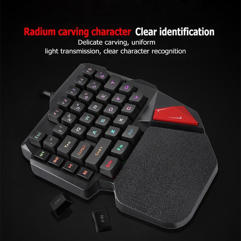 Gaming Keyboard K108 One-Handed USB Wired Backlight Left Hand Keyboard 38 keys for PC Laptop Desktop High Quality - ebowsos