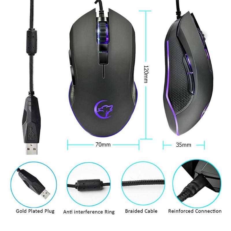 Gaming Mouse 3200DPI 6 Buttons RGB Backlit USB Wired Optical Mouse Gamer for PC Computer Laptop Mice Mouse High Quality - ebowsos