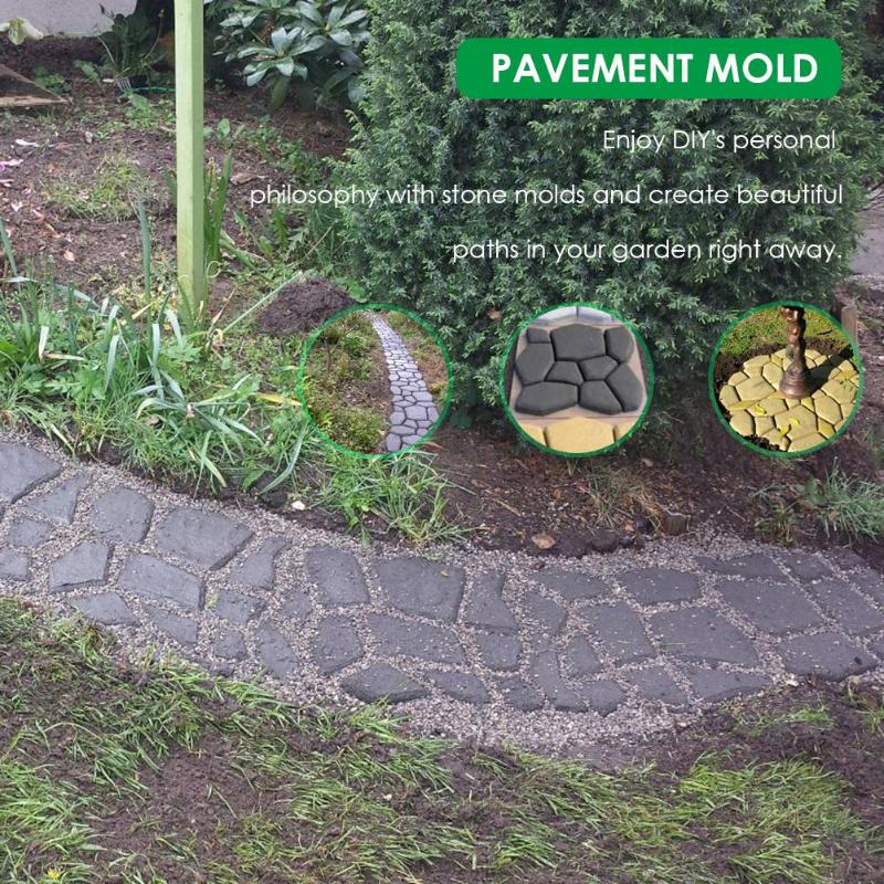 Garden Pavement Mold Garden Walk Pavement Concrete Mold DIY Manually Paving Cement Brick Stone Road Concrete Molds Pathmate - ebowsos