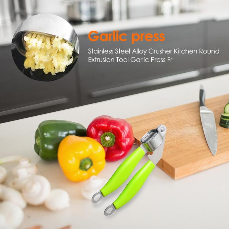 Garlic Press Crusher Portable Durable Easy to Clean Corrosion-Resistant Rust-Free Fruit Vegetable Cook Kitchen Squeezer Tool - ebowsos